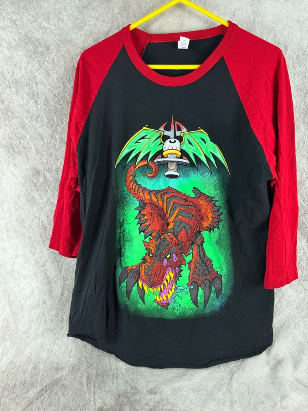 Gwar Tultex Black & Red Raglan Long Sleeve Tee with Neon Monster Graphic hardcor